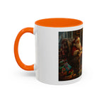 Santa Claus Fireplace Scene Accent Coffee Mug | Storybook Illustration, Rustic Cabin - 250 USA Celebration