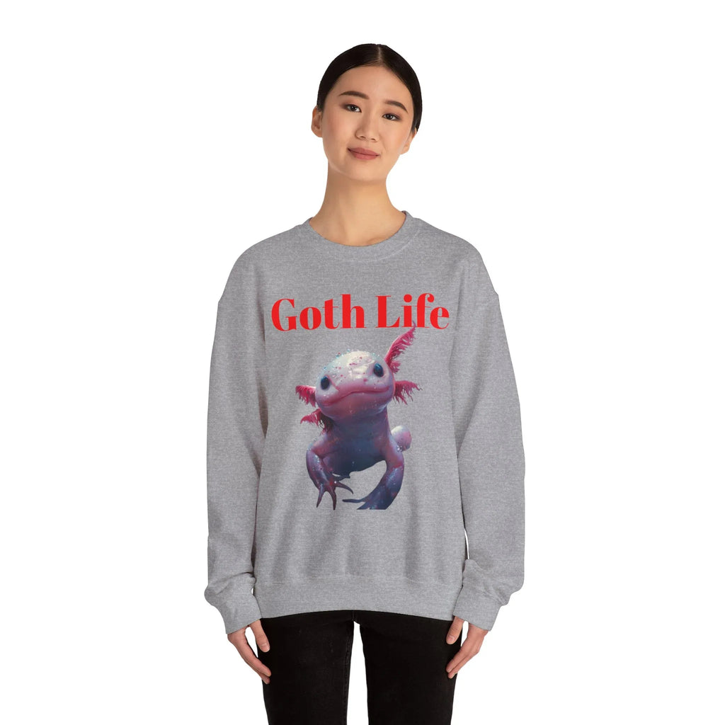 Goth Life Axolotl Sweatshirt | Cute Goth Axolotl Illustration - 250 USA Celebration