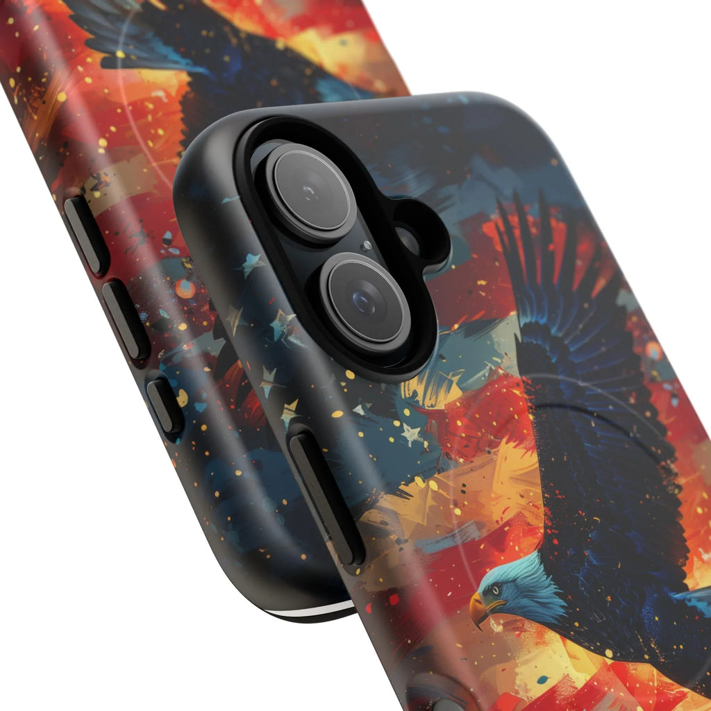 Eagle Flag Magnetic Phone Case, Patriotic iPhone Cover, Tough Cell Phone Cases, Gift for Veterans, Independence Day Accessories - 250 USA Celebration