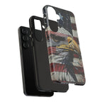 American Flag Bald Eagle phone case | Patriotic iPhone cover, cracked vintage flag design - 250 USA Celebration