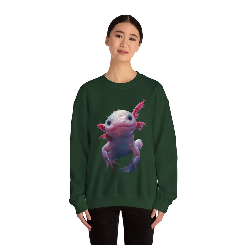 Pink Axolotl Illustration Sweatshirt | Cute Amphibian Art, Pastel Watercolor - 250 USA Celebration