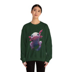 Pink Axolotl Illustration Sweatshirt | Cute Amphibian Art, Pastel Watercolor - 250 USA Celebration