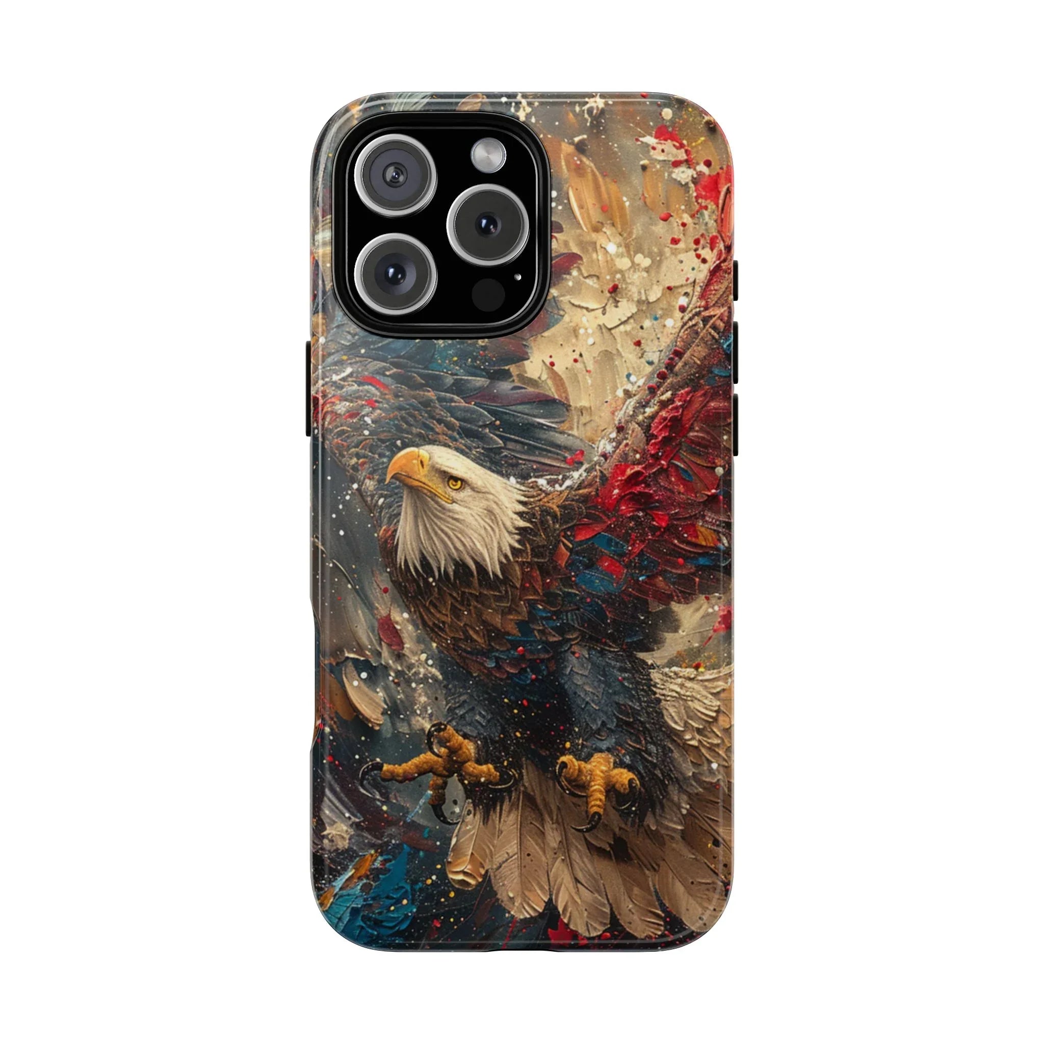 Patriotic Bald Eagle Tough Case | iPhone Phone Case, Red Blue Feather Art - 250 USA Celebration