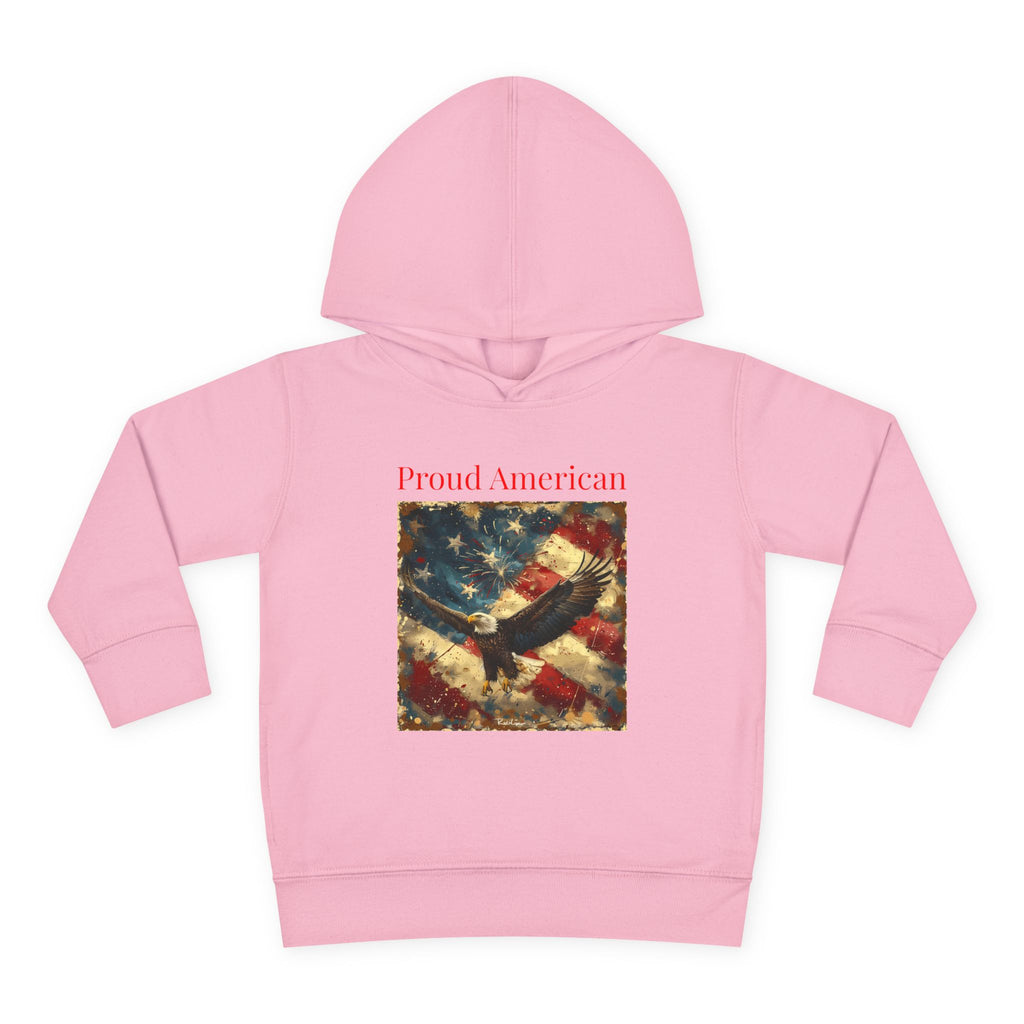 Toddler Hoodie — "Proud American" Eagle & Flag Pullover