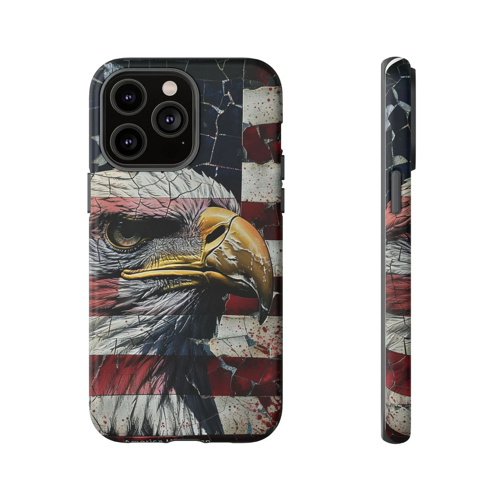 American Flag Bald Eagle phone case | Patriotic iPhone cover, cracked vintage flag design - 250 USA Celebration