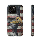 American Flag Bald Eagle phone case | Patriotic iPhone cover, cracked vintage flag design - 250 USA Celebration