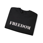 FREEDOM text Crewneck Sweatshirt | Bold Lettering, Minimalist Black Pullover - 250 USA Celebration