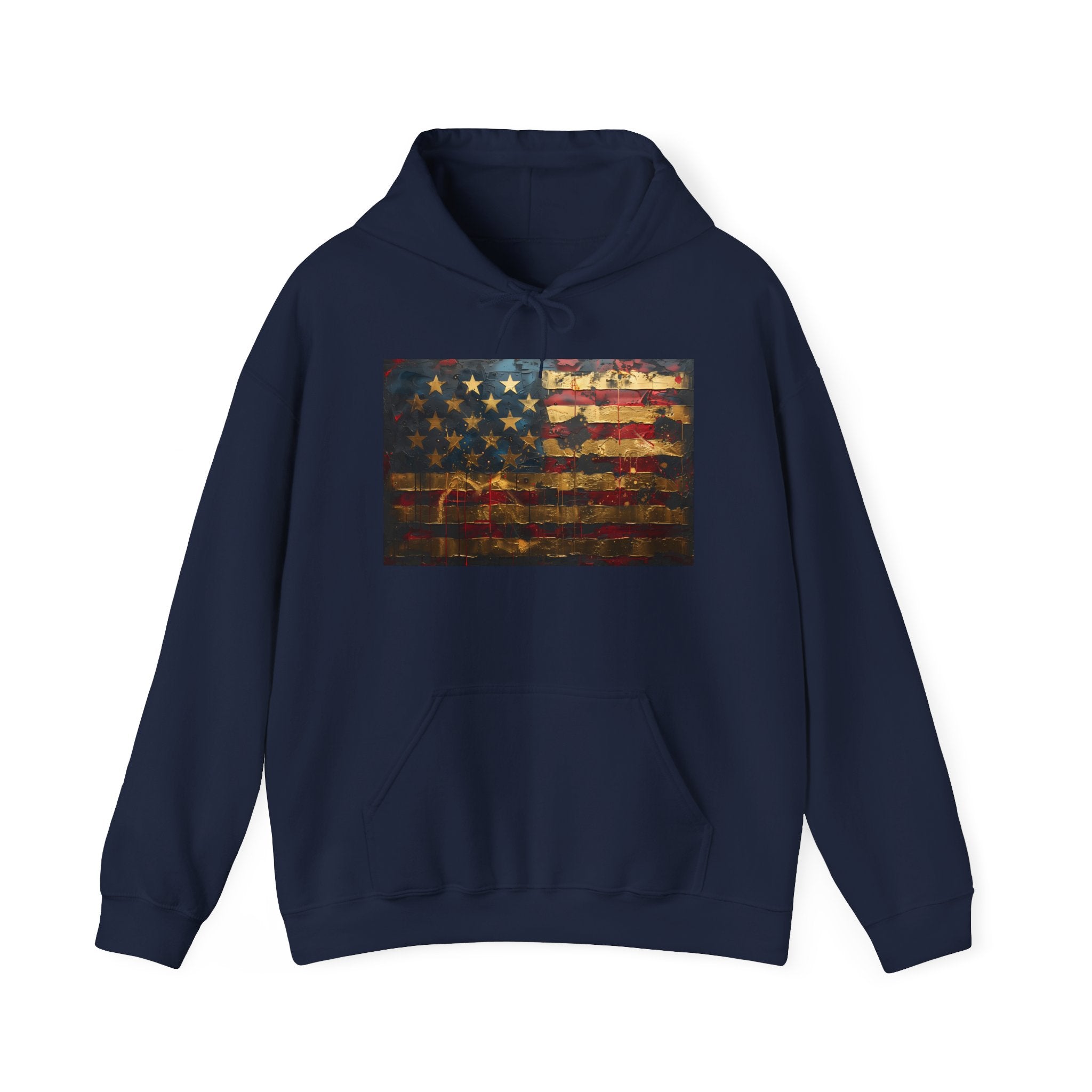 Distressed American Flag Hoodie – Vintage USA Patriotic Pullover