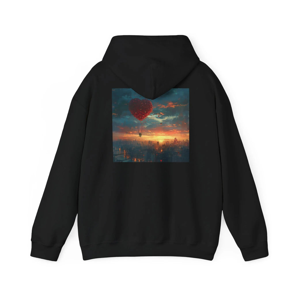 Romantic Sunset Hoodie with Hot Air Balloon, Unisex Sweatshirt for Valentines Day, Valentine's Day T-Shirts, Personalized Valentine's Gifts - 250 USA Celebration