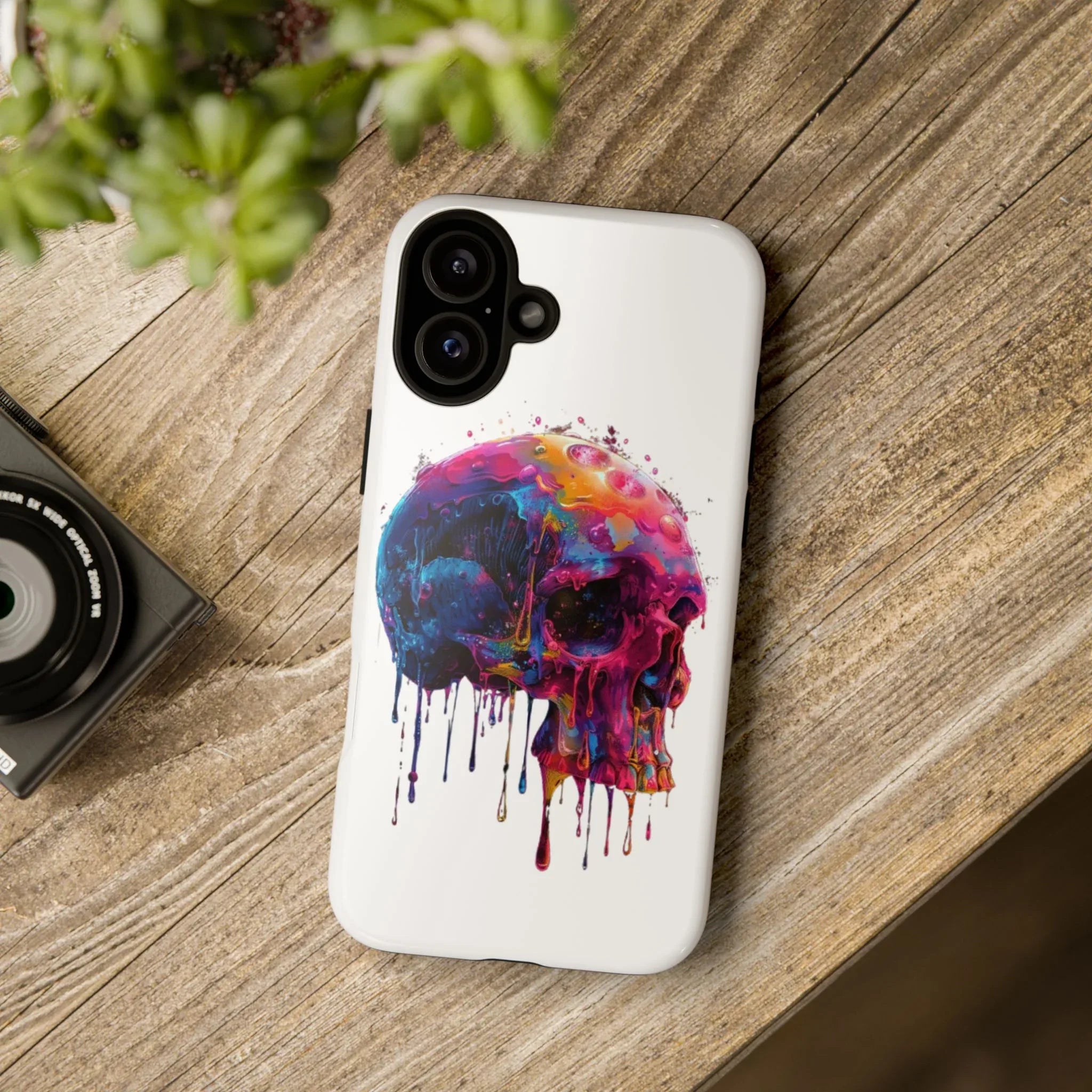 Colorful Drip Skull Phone Case | Hard Plastic Protective Case - 250 USA Celebration