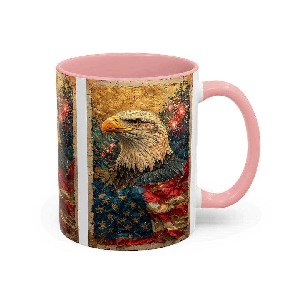 Bald Eagle with Tattered American Flag Coffee Mug | Fireworks Patriotic 11oz 15oz - 250 USA Celebration