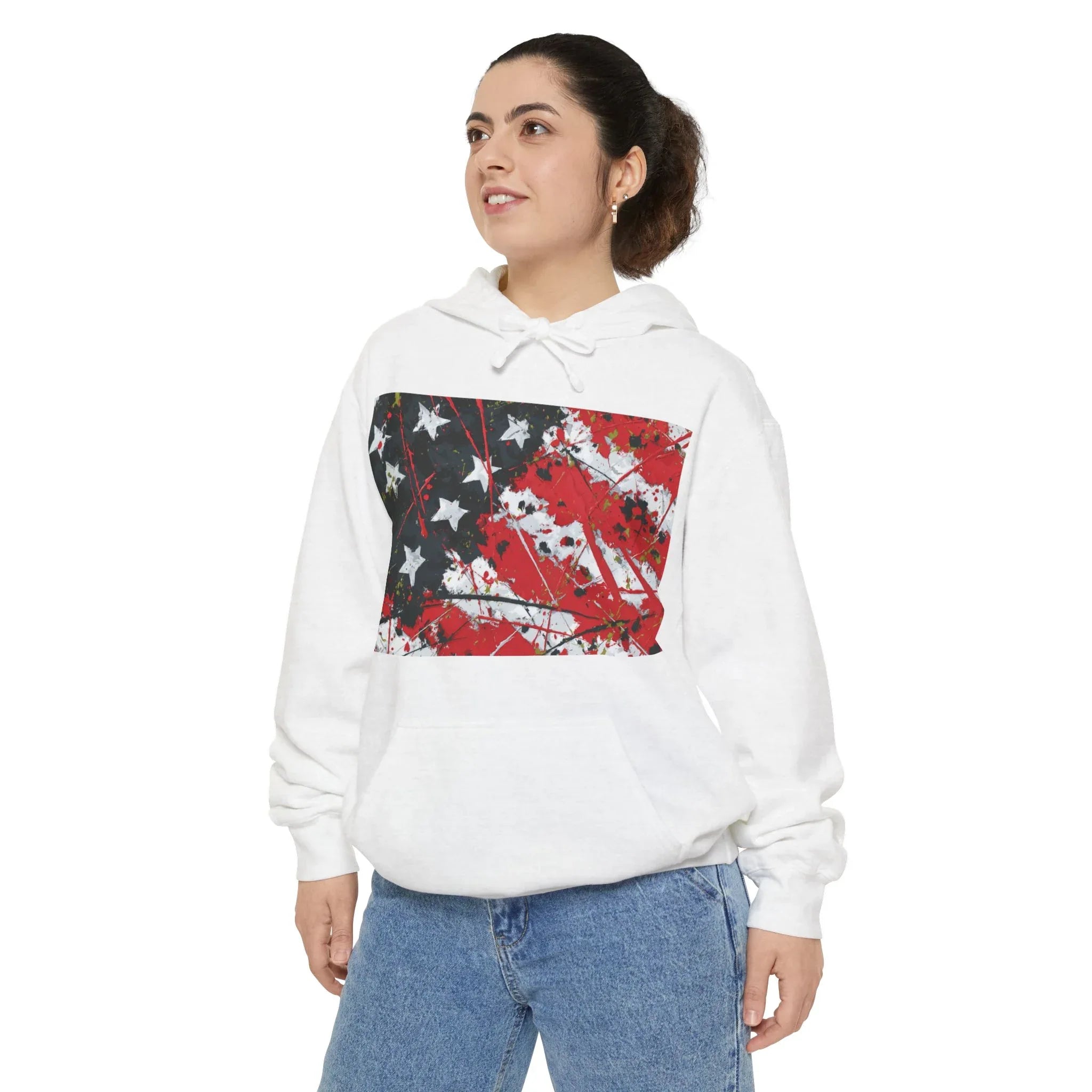 Distressed American Flag Hoodie | Patriotic Stars Stripes Sweatshirt - 250 USA Celebration