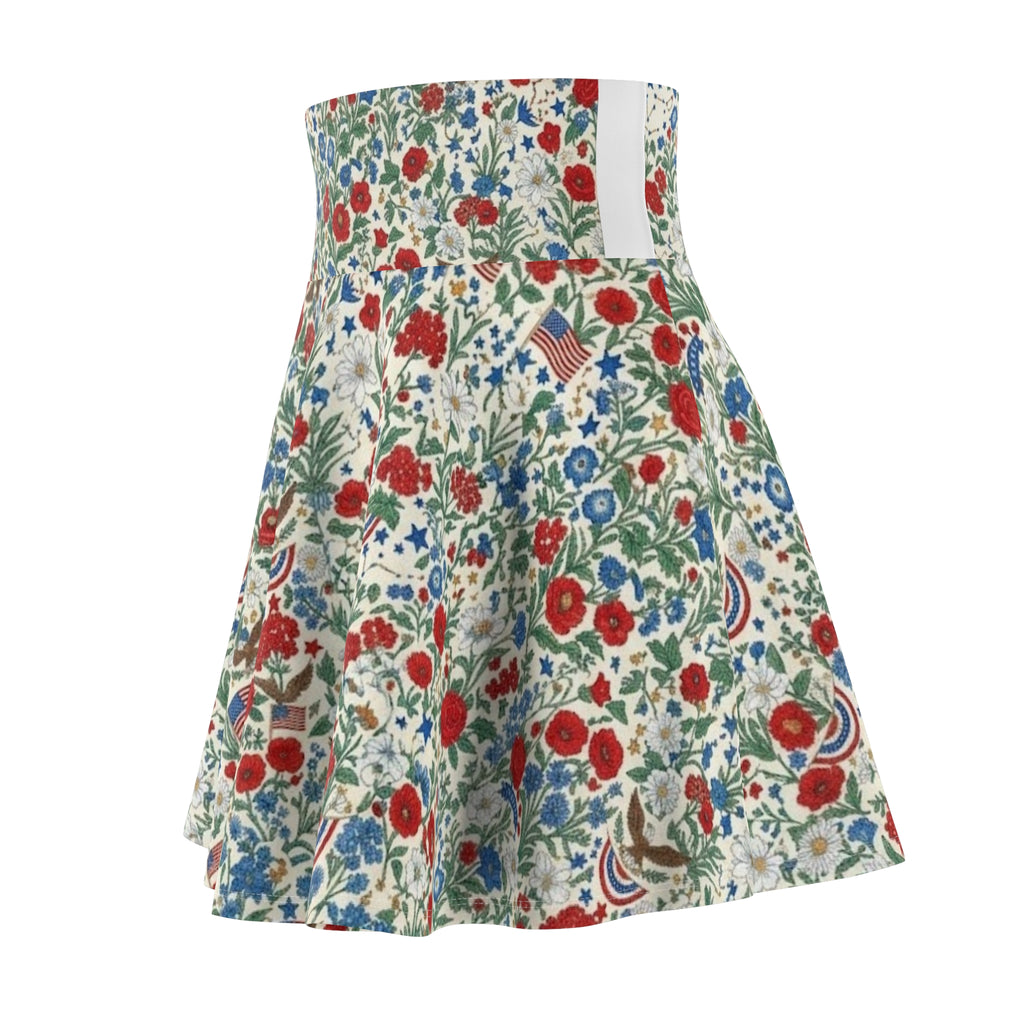 Patriotic Floral Skater Skirt - 1776 Heritage Style