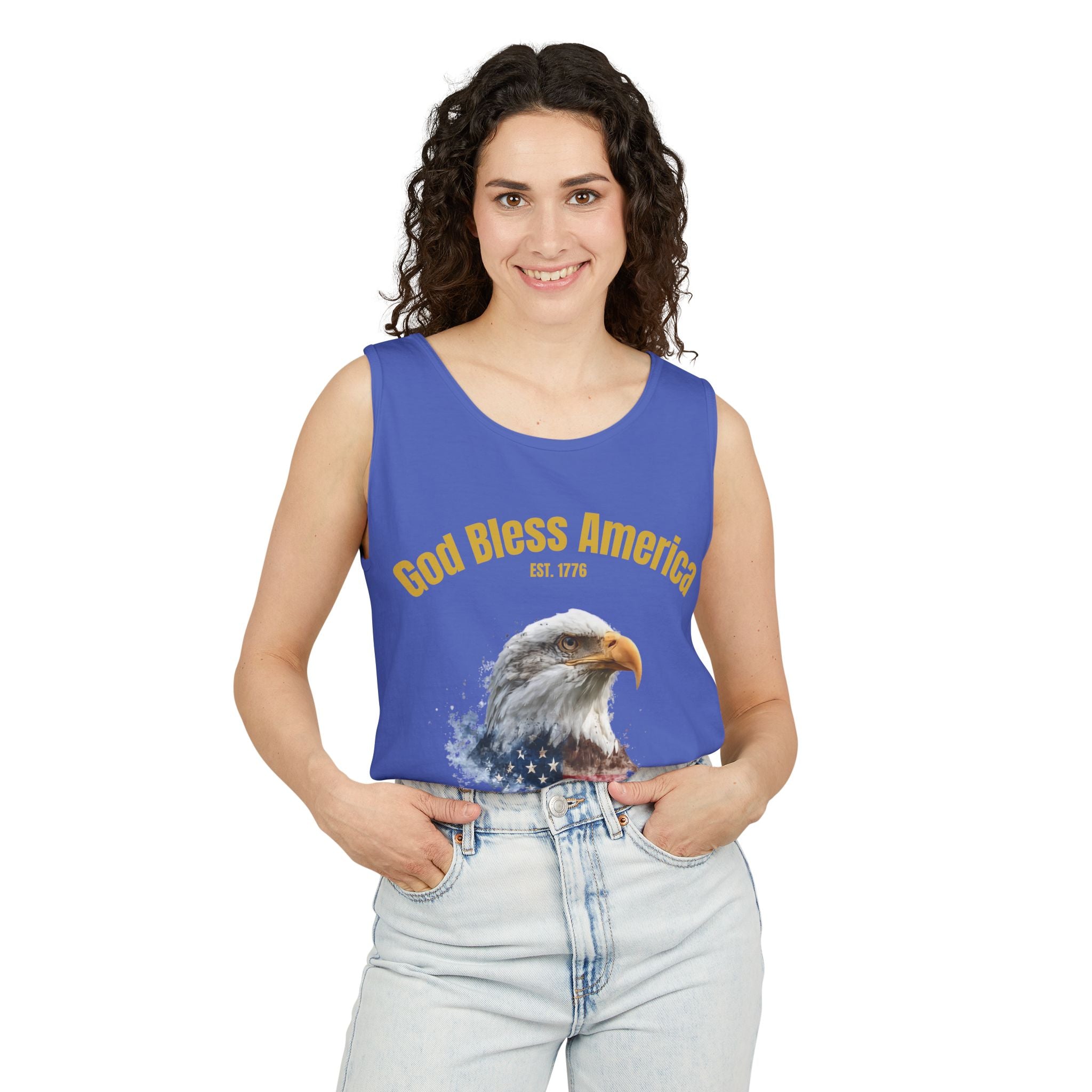 America 250 Tank Top | Official 250th Anniversary Edition American Bald Eagle watercolor flag Tank Top | Patriotic Eagle design