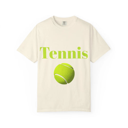 Tennis Ball Graphic Tee | Tennis Shirt, Neon Green Text - 250 USA Celebration