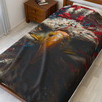 American Flag Bald Eagle Velveteen Plush Blanket | Patriotic Eagle Throw