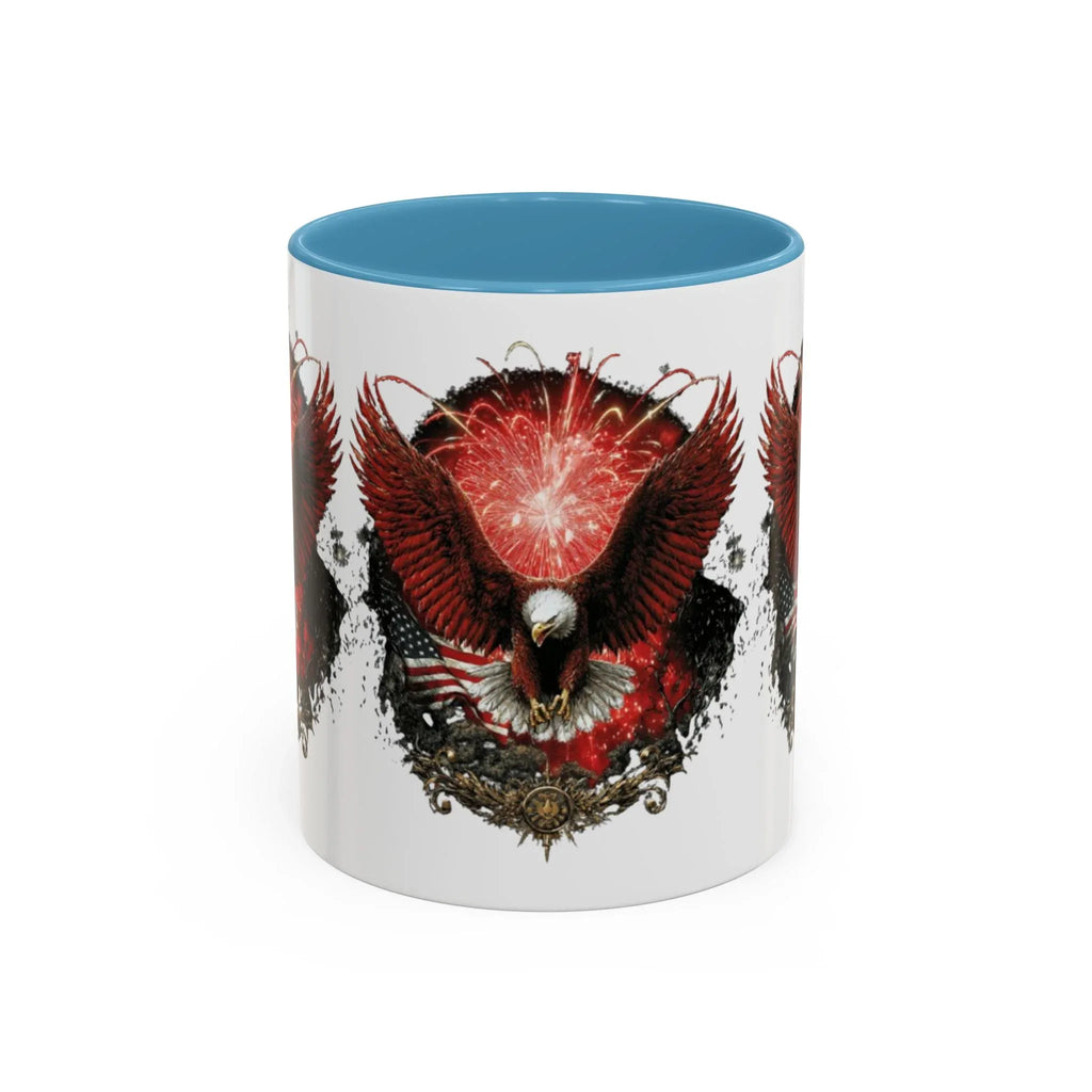 Red Eagle Emblem Accent Coffee Mug | Patriotic Eagle Design - 250 USA Celebration
