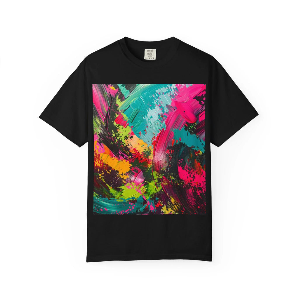 Abstract Neon Paint Splash T-Shirt | Colorful Brushstroke Art - 250 USA Celebration