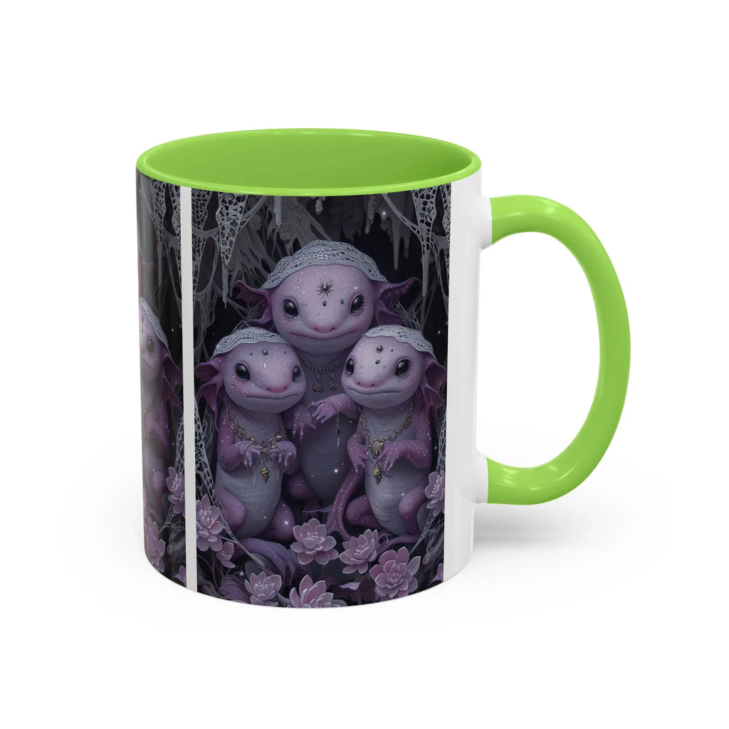 Purple Axolotl Trio Mug | Cute Amphibian Art Ceramic Coffee Cup - 250 USA Celebration