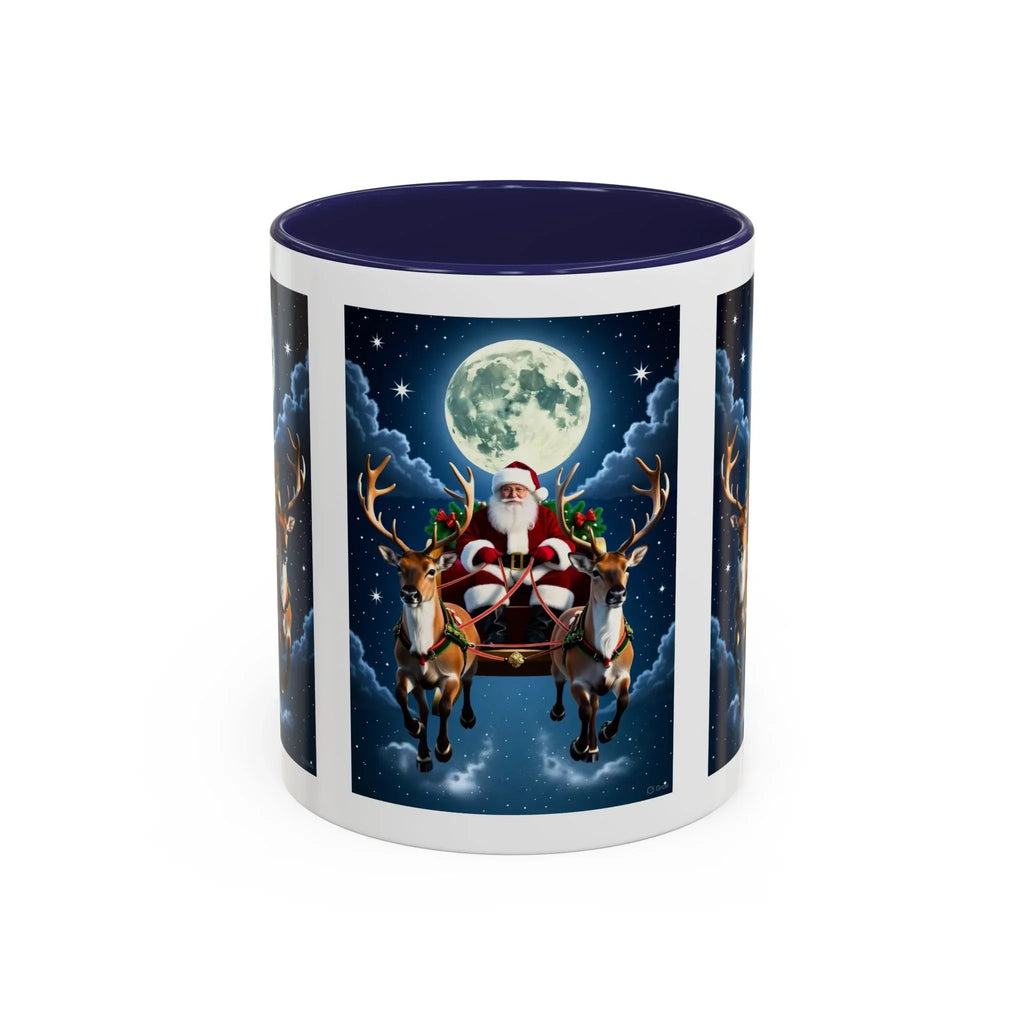 Santa Sleigh with Reindeer Coffee Mug | Christmas Moon Accent Mug - 250 USA Celebration