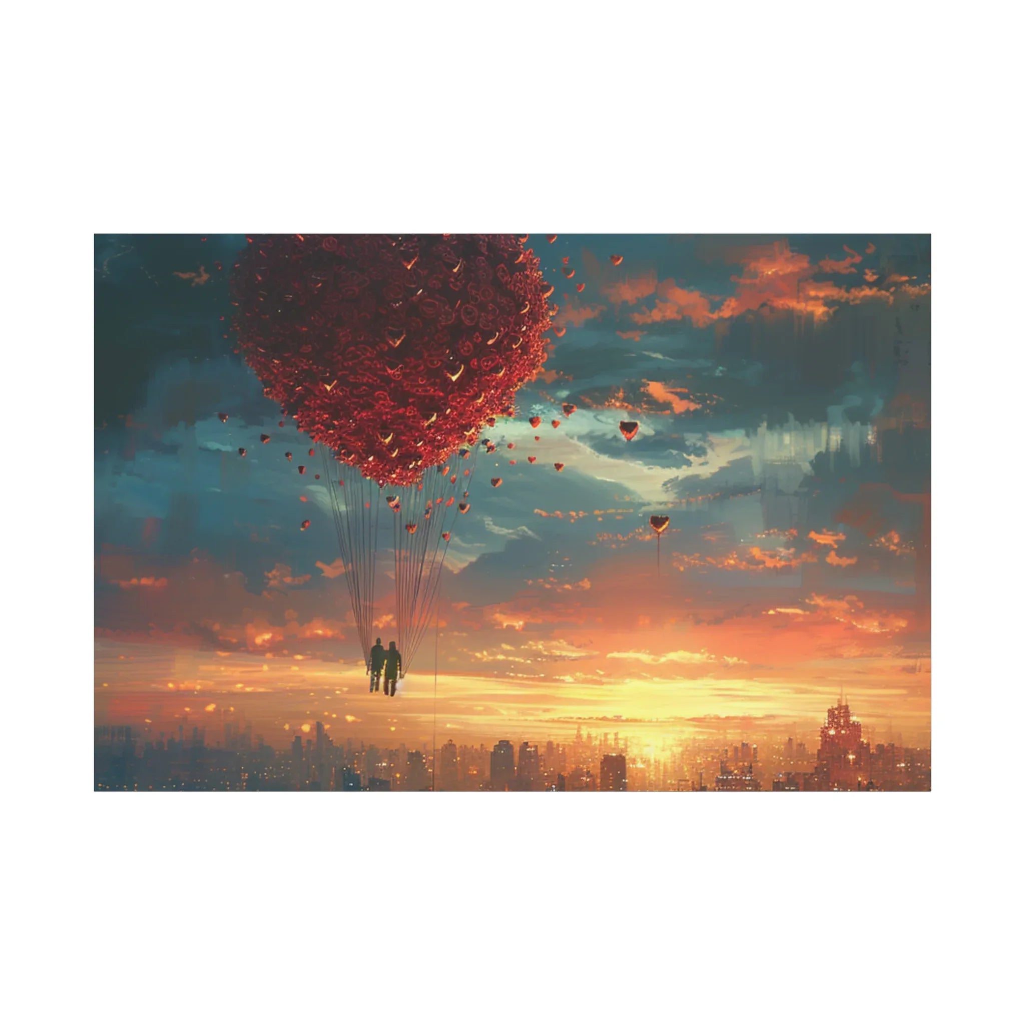 Romantic Canvas Wall Art, Love, Heart Balloon Art, Gift for Couples, Valentines Wall Decor, Valentine's Day Women's Merchandise, Valentines - 250 USA Celebration