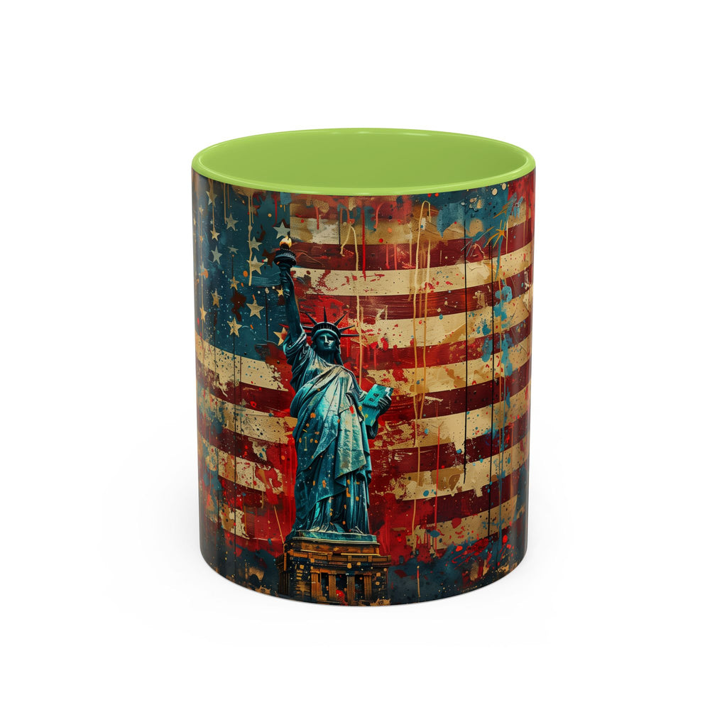 Liberty Statue American Flag Coffee Mug — Patriotic Vintage Accent Mug (11/15oz)