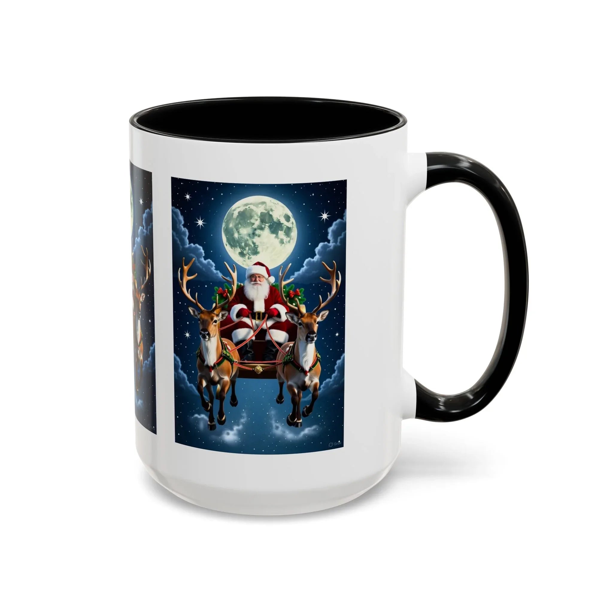 Santa Sleigh with Reindeer Coffee Mug | Christmas Moon Accent Mug - 250 USA Celebration