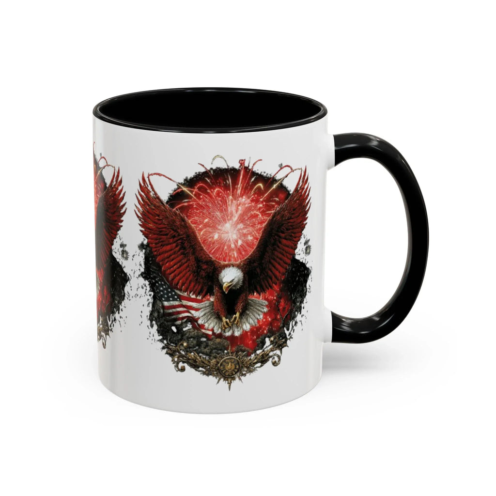 Red Eagle Emblem Accent Coffee Mug | Patriotic Eagle Design - 250 USA Celebration