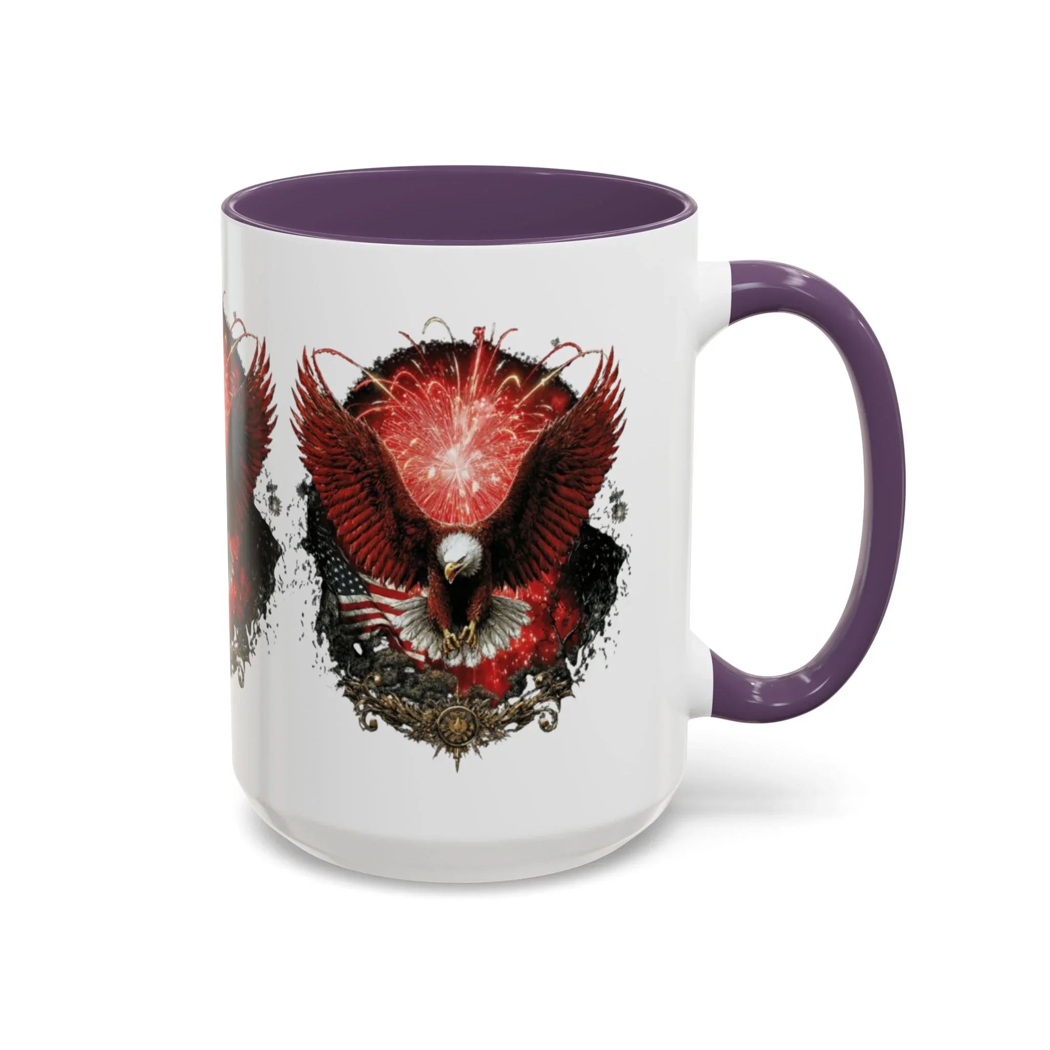 Red Eagle Emblem Accent Coffee Mug | Patriotic Eagle Design - 250 USA Celebration