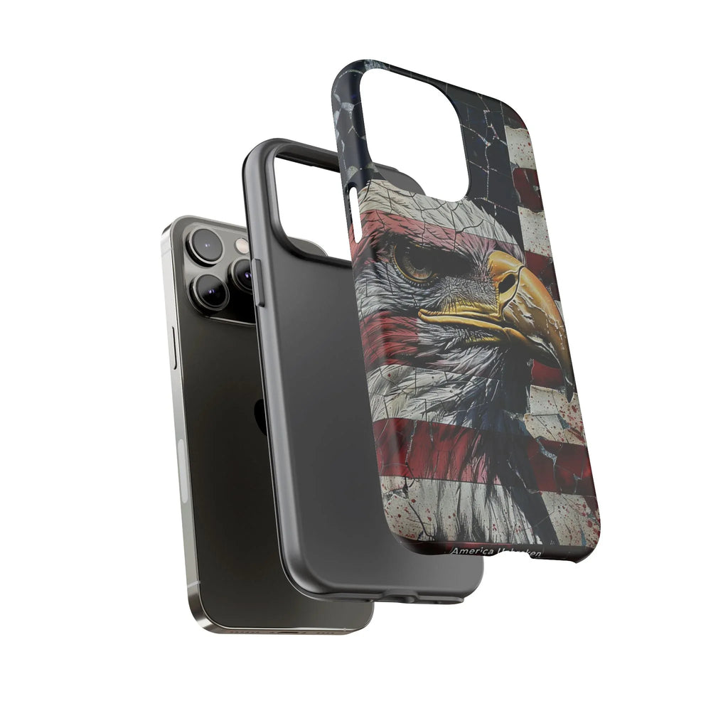 American Flag Bald Eagle phone case | Patriotic iPhone cover, cracked vintage flag design - 250 USA Celebration