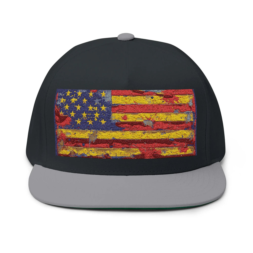 Patriotic Embroidered Flat Bill Cap | USA Flag Hat for Outdoor Events, Gifts, Festivals, July 4th, Summer Days - 250 USA Celebration