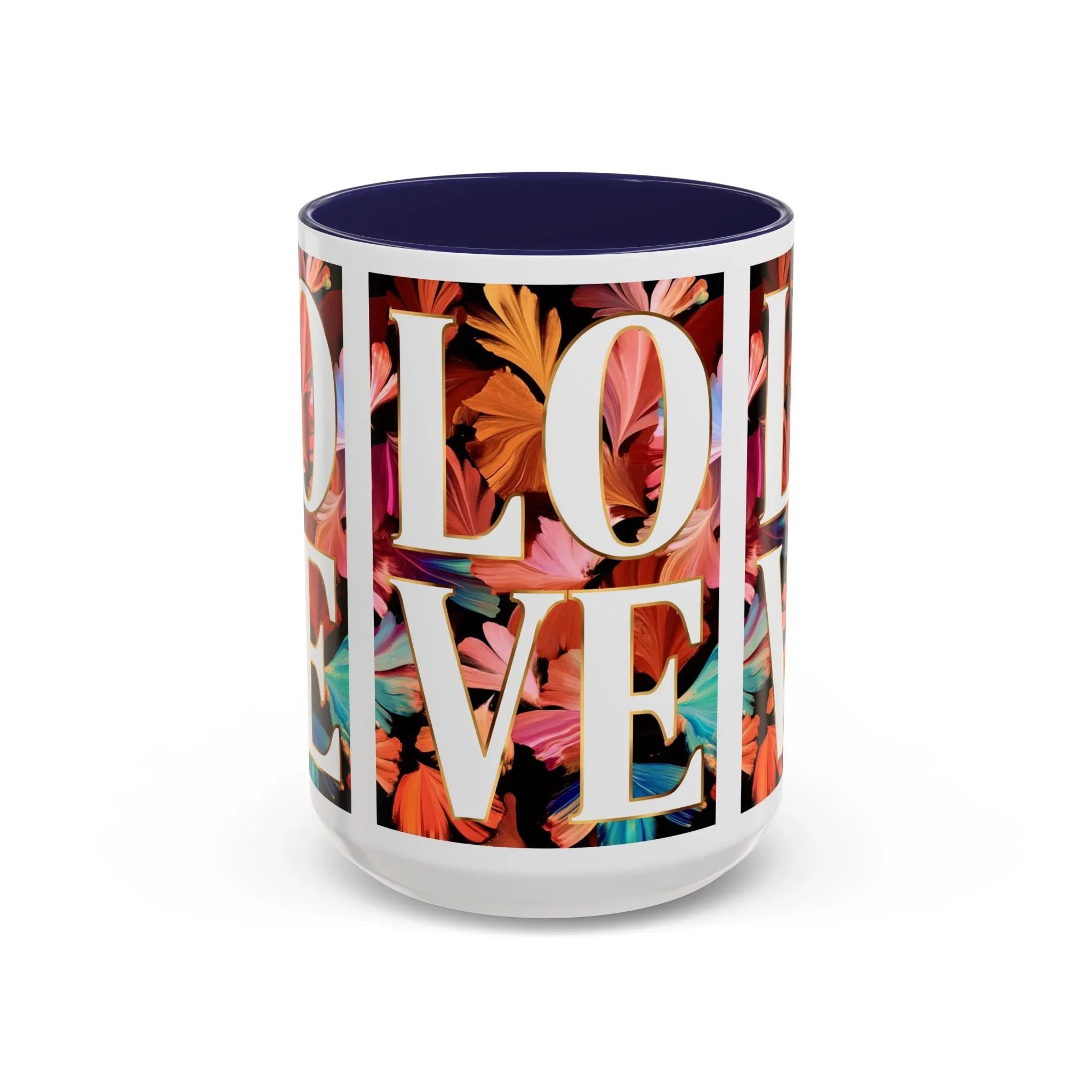 Floral Bold LOVE Mug | Accent Coffee Mug 11oz 15oz - 250 USA Celebration