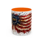 Patriotic 250th Anniversary Coffee Mug – American Flag Splash Accent (11/15oz)