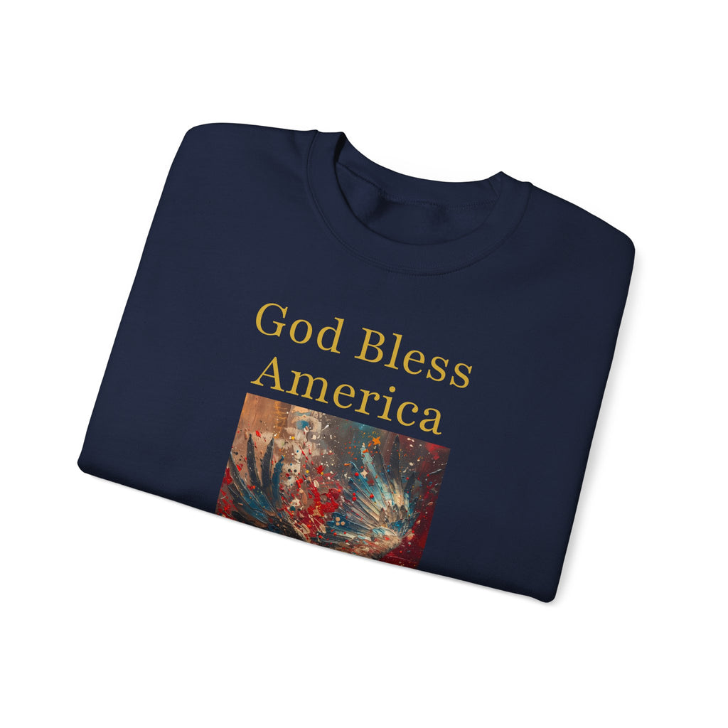 America 250: "God Bless America" Abstract Oil Eagle Hoodie - Patriotic Art Sweatshirt - God Bless America Unisex Crewneck, Gifts for Veterans, Fourth of July Apparel, Comfy Everyday Wear, Perfect...