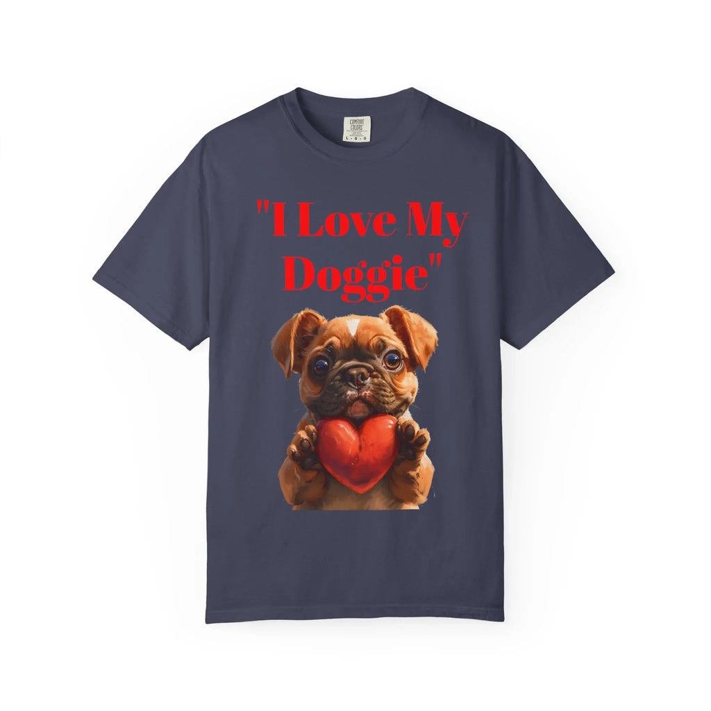 Cute French Bulldog Puppy Holding Red Heart T-shirt | Dog Lover Cartoon - 250 USA Celebration