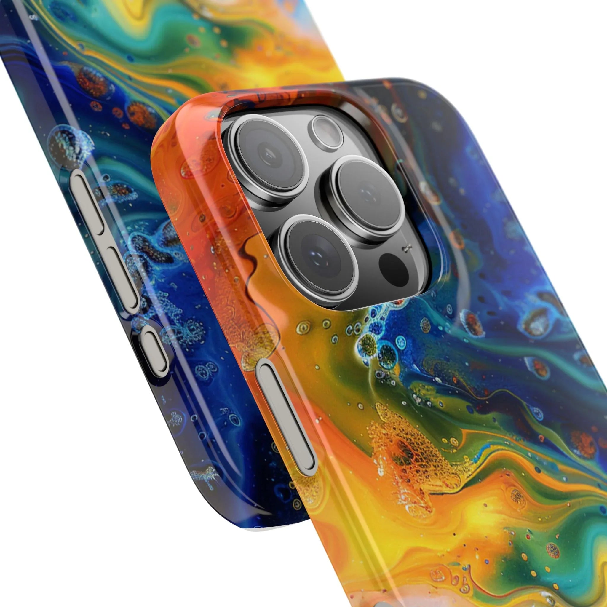 Abstract Color Swirl Slim Phone Case | Blue Orange Marble Galaxy - 250 USA Celebration