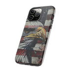 American Flag Bald Eagle phone case | Patriotic iPhone cover, cracked vintage flag design - 250 USA Celebration