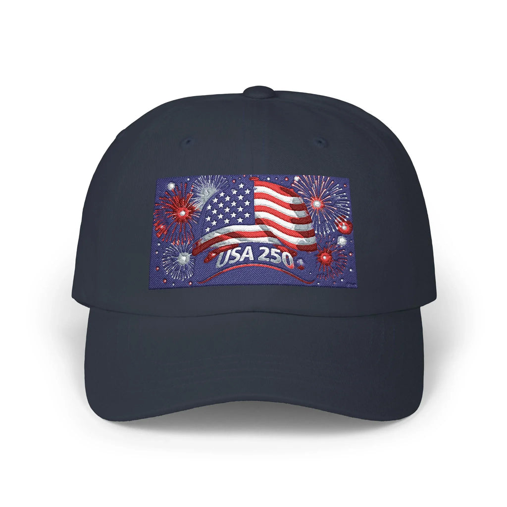USA 250 American Flag Fireworks Baseball Hat | Patriotic July 4th Cap - 250 USA Celebration