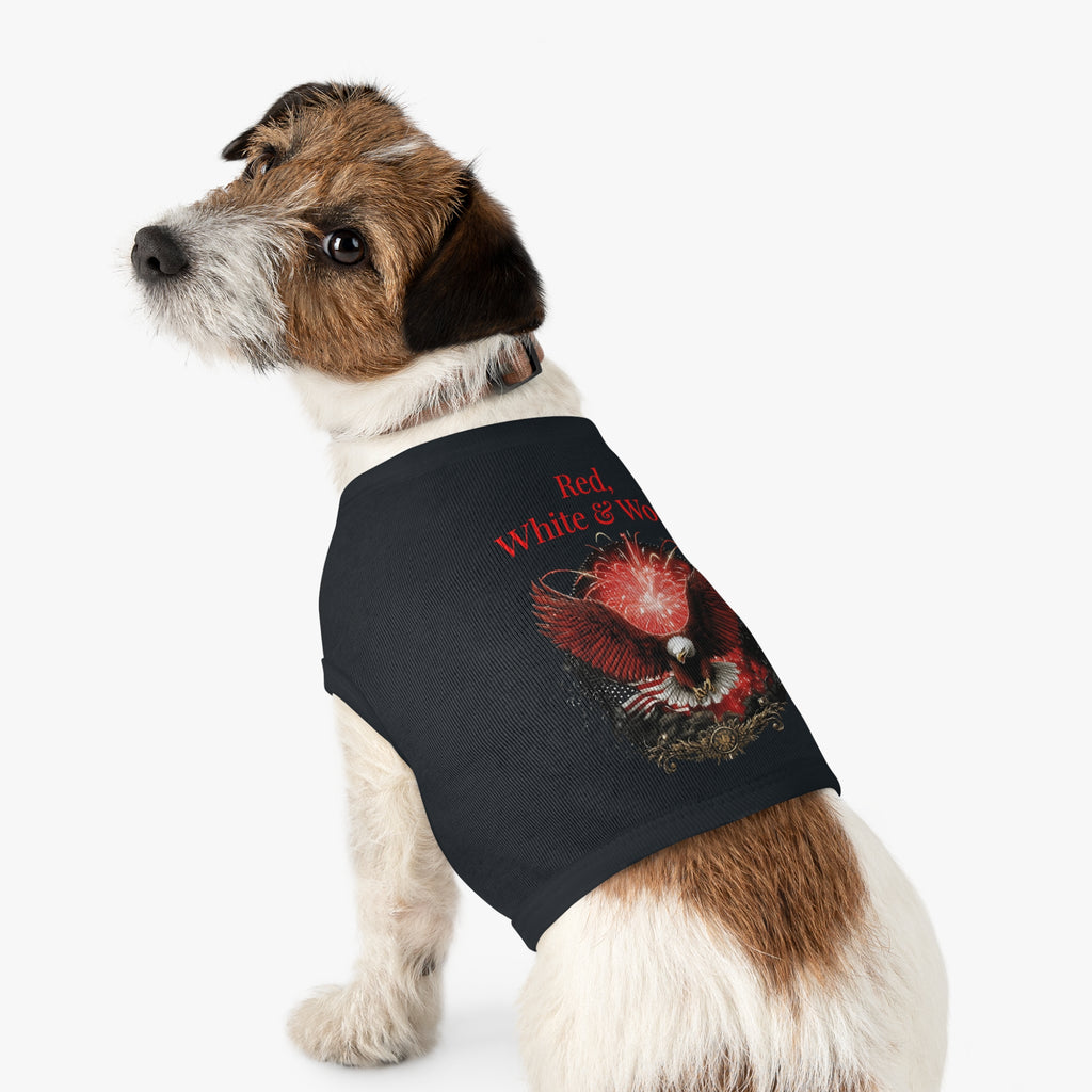 Red, White & Woof Patriotic Pet Tank Top — Bald Eagle Fireworks Dog Shirt for 4th of July