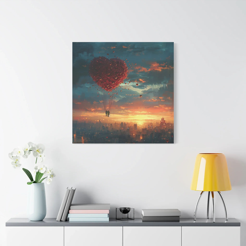 Romantic Canvas Wall Art, Love, Heart Balloon Art, Gift for Couples, Valentines Wall Decor, Valentine's Day Women's Merchandise, Valentines - 250 USA Celebration