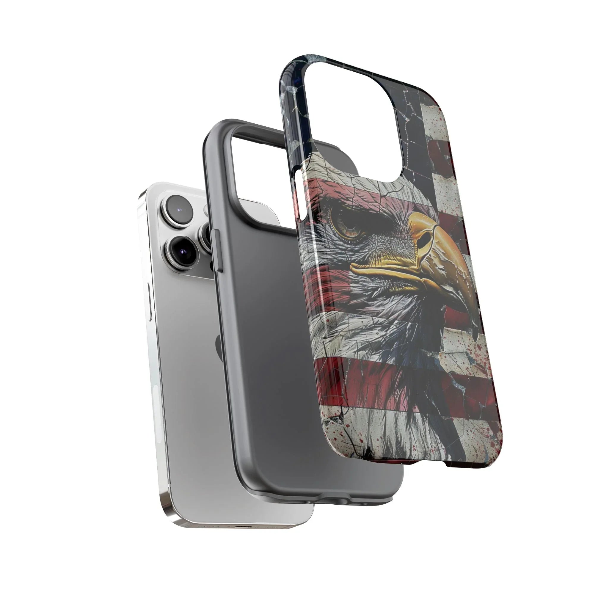 American Flag Bald Eagle phone case | Patriotic iPhone cover, cracked vintage flag design - 250 USA Celebration