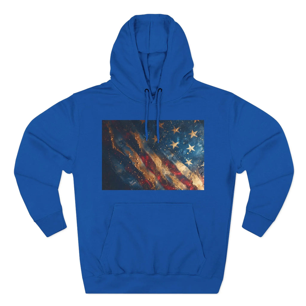 Distressed American Flag Hoodie | Vintage USA Stars Stripes Pullover - 250 USA Celebration