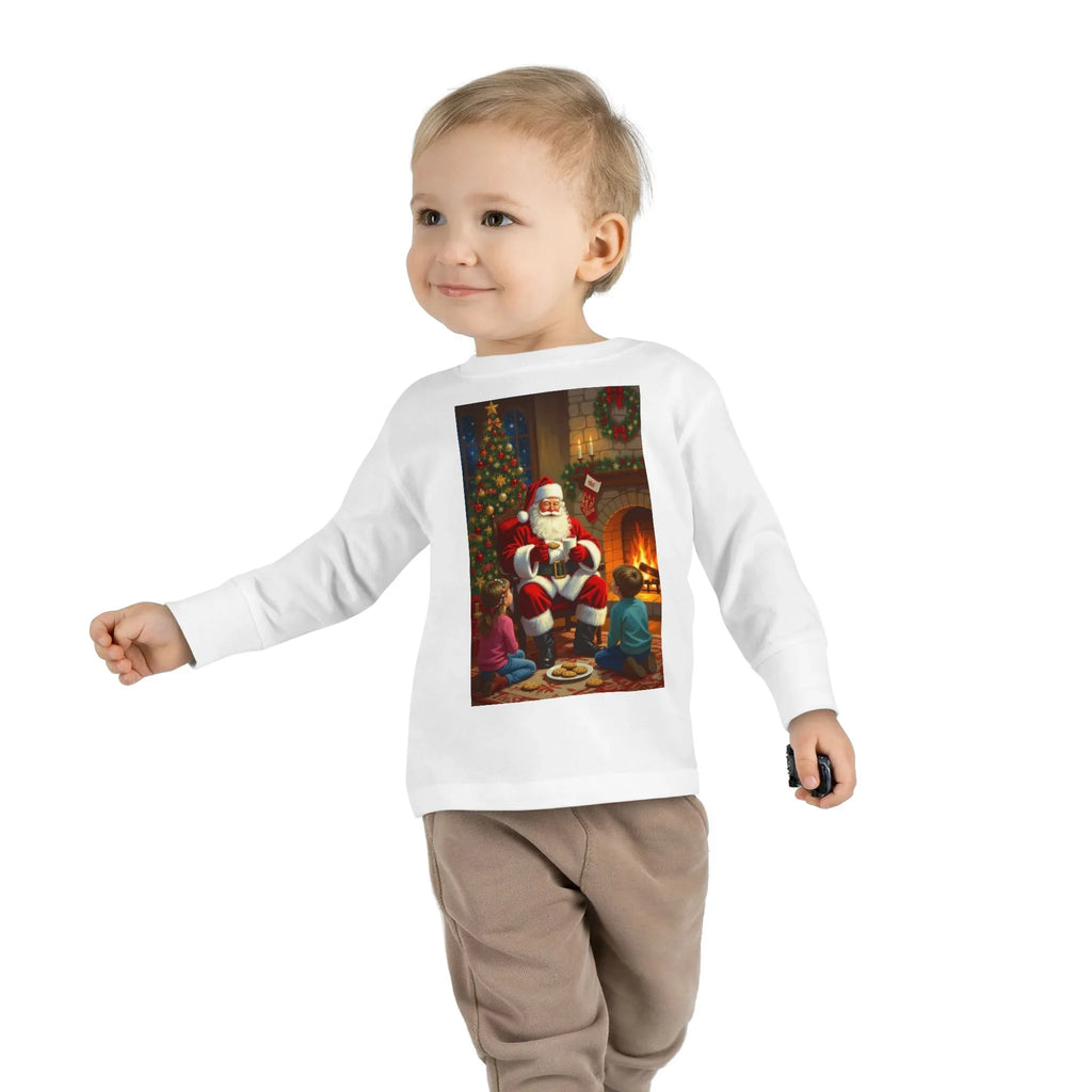 Christmas Santa Toddler Long Sleeve Tee, Holiday Shirt for Kids, Festive Outfit, Winter Apparel, Cute Christmas Gift, Family Photoshoot - 250 USA Celebration