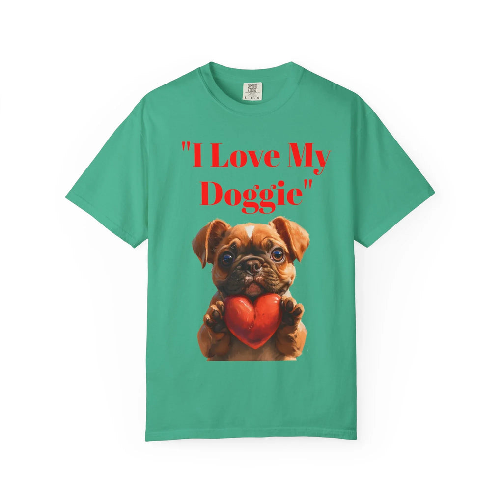 Cute French Bulldog Puppy Holding Red Heart T-shirt | Dog Lover Cartoon - 250 USA Celebration