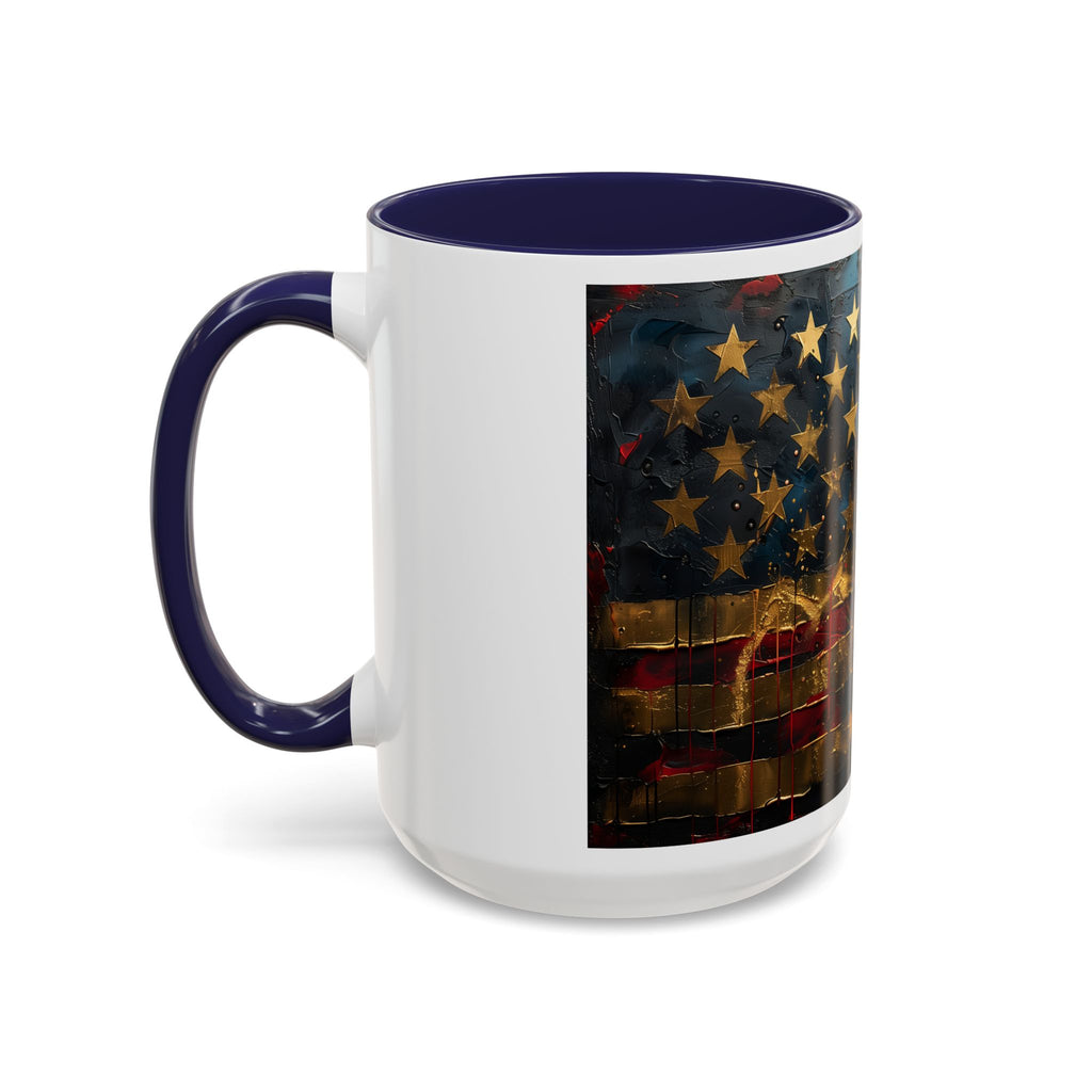 Distressed American Flag Accent Coffee Mug — Patriotic 11/15oz