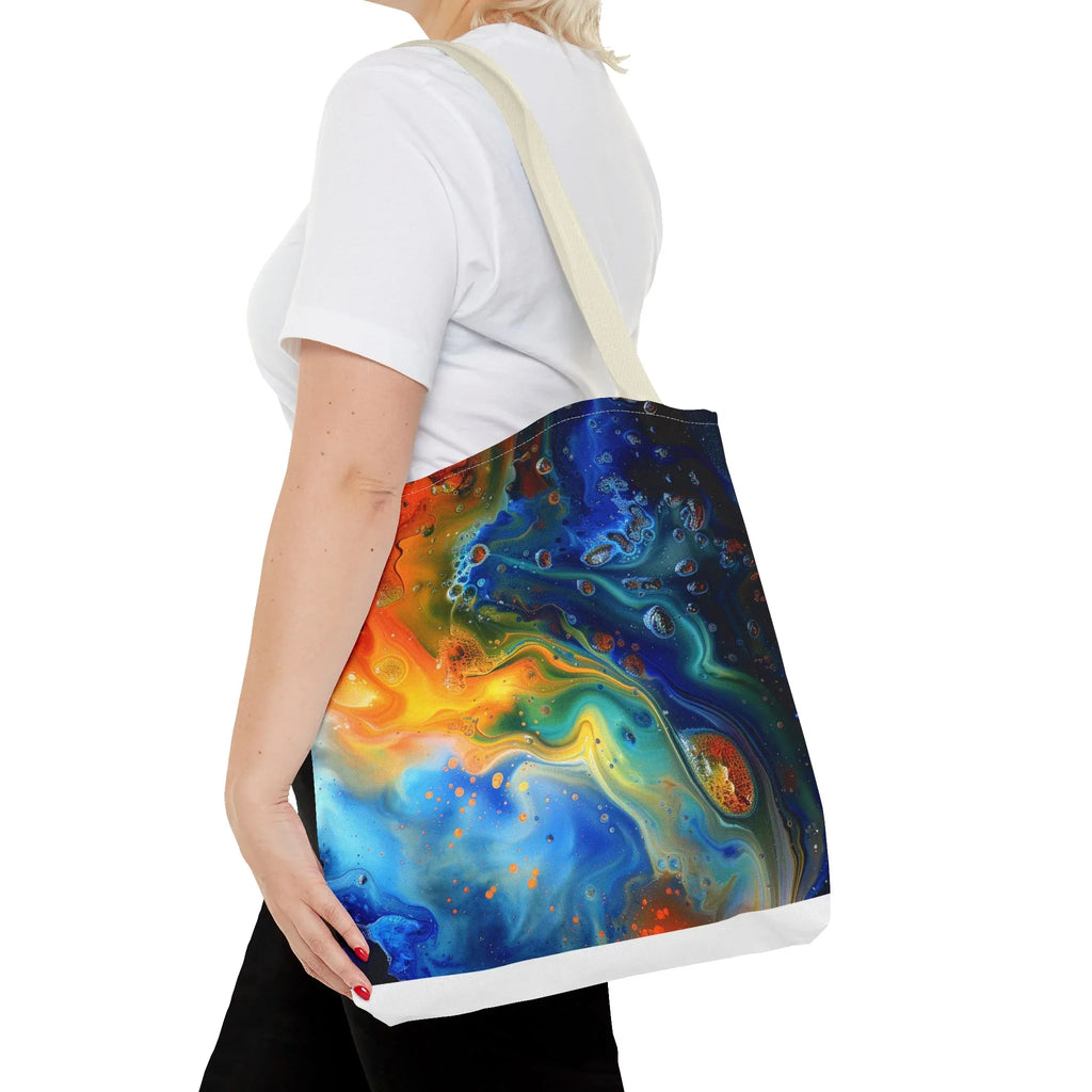 Abstract Fluid Art Tote Bag | Colorful Swirl Beach Bag - 250 USA Celebration