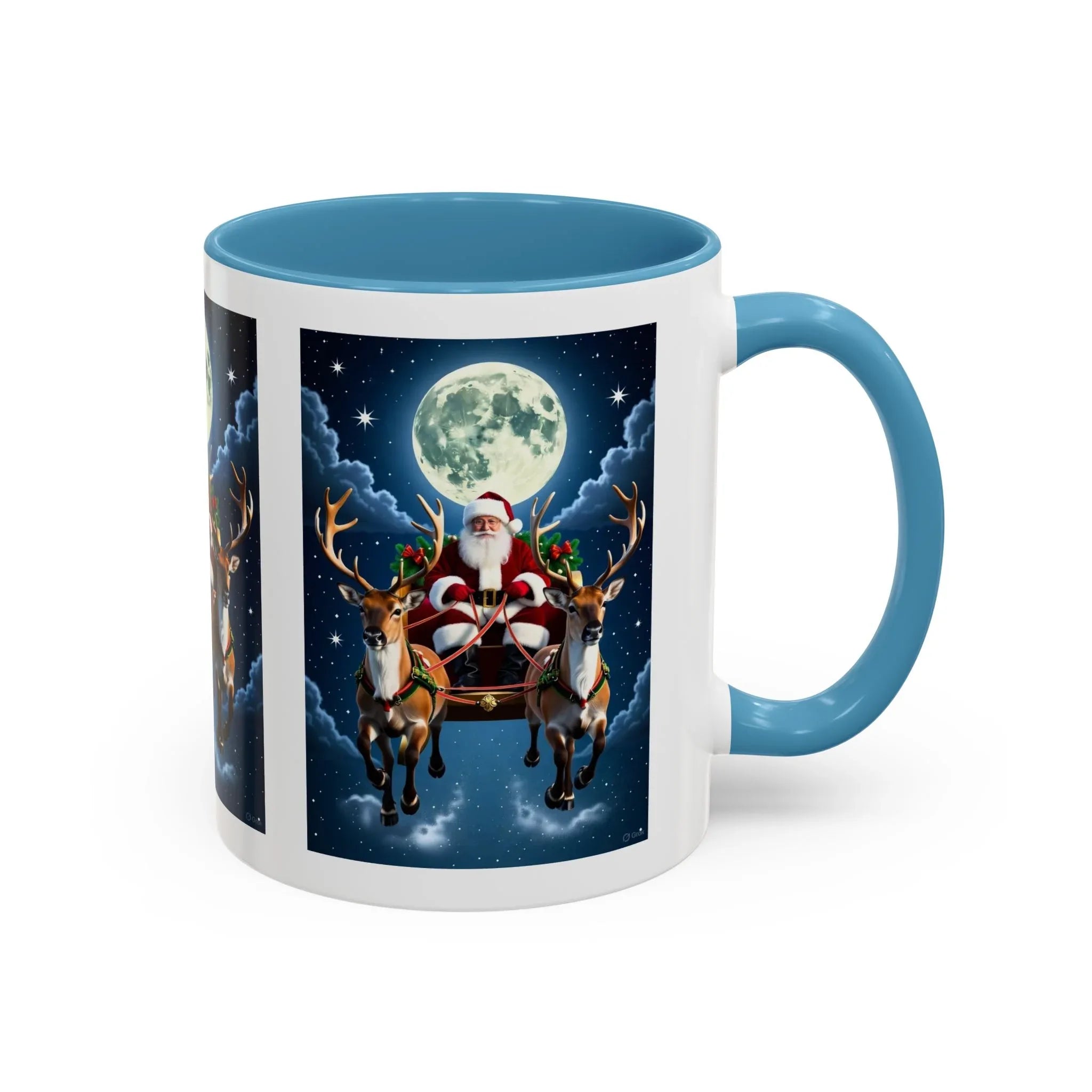 Santa Sleigh with Reindeer Coffee Mug | Christmas Moon Accent Mug - 250 USA Celebration
