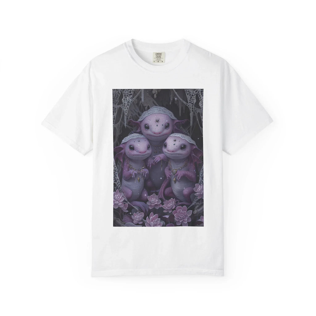 Three Axolotl Friends T-Shirt | Cute Purple Axolotl Illustration - 250 USA Celebration