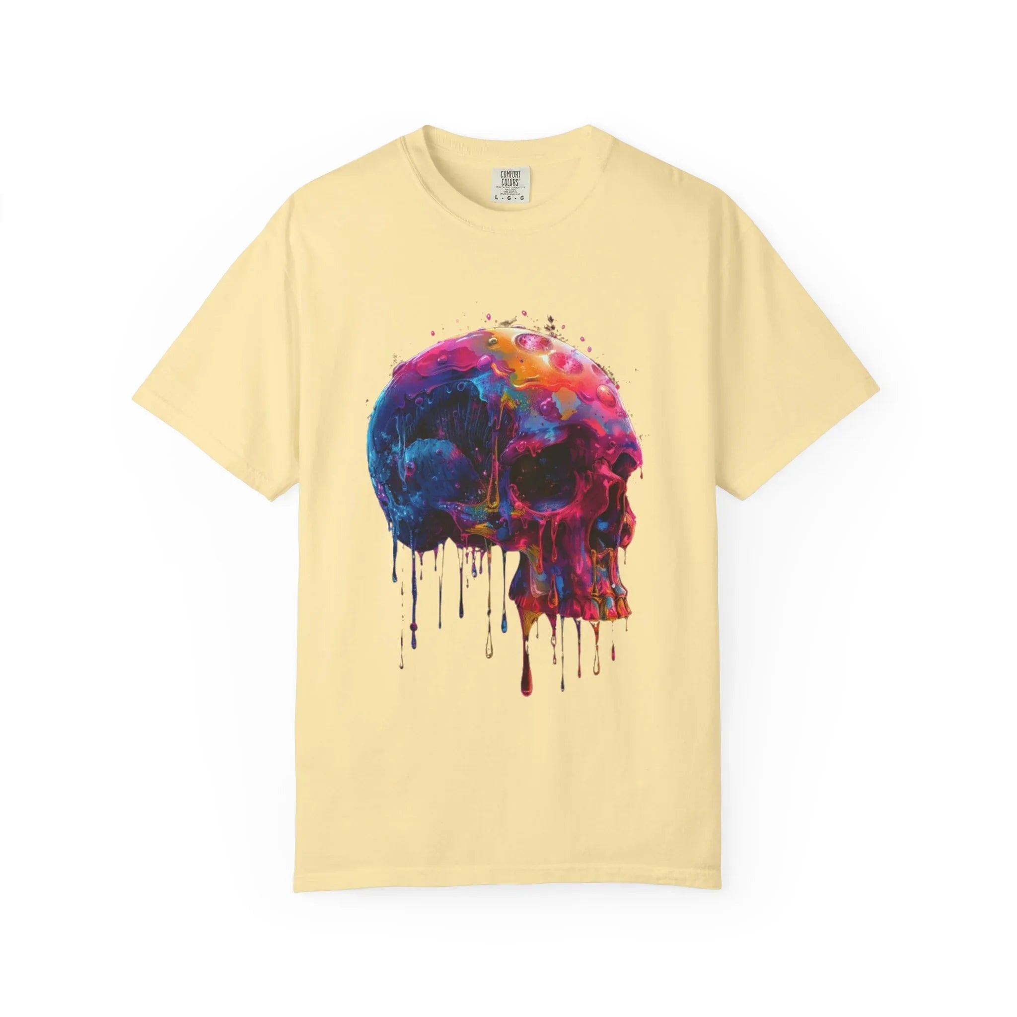 Colorful Drip Skull T-shirt | Watercolor Skull Shirt, Artistic Gothic Tee - 250 USA Celebration