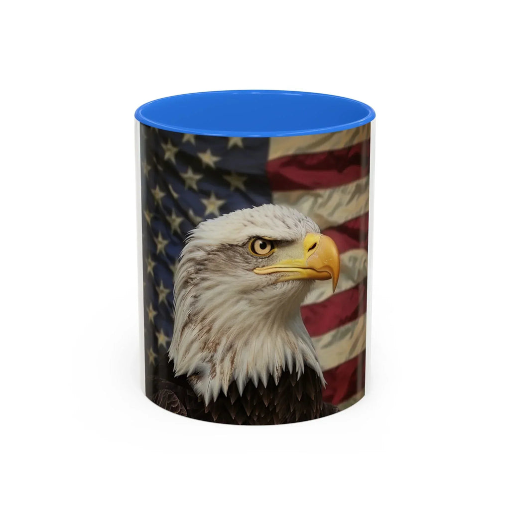 Colorful Mugs (11oz, 15oz) American eagle with American flag, fireworks all around the eagle, patriotic themed - 250 USA Celebration